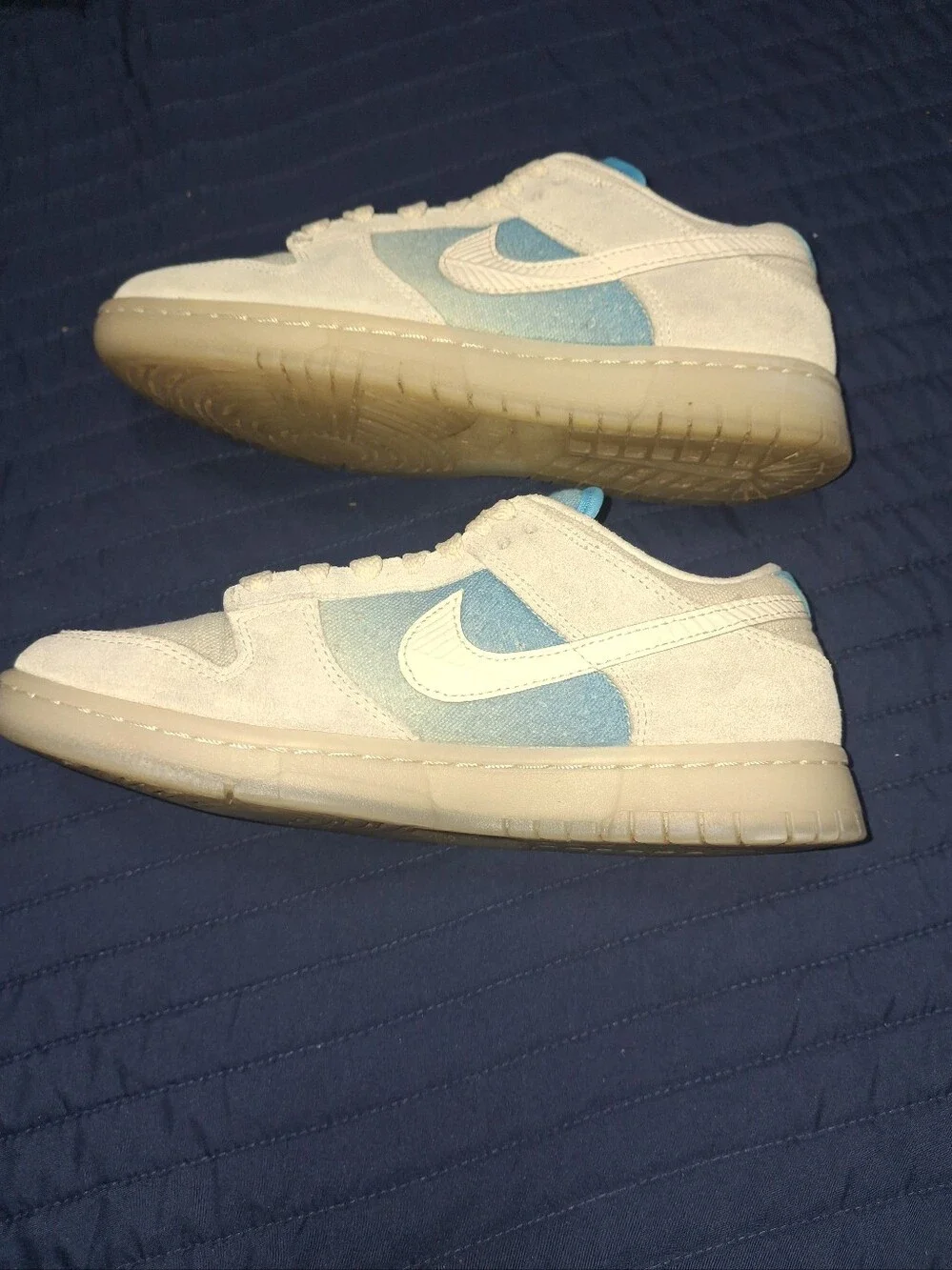 Nike Dunk White and Light Blue Low-Top Sneakers